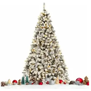 Sapin de Noël Enneigé Artificiel 225 cm, Arbre de Noël Floqué avec 450...