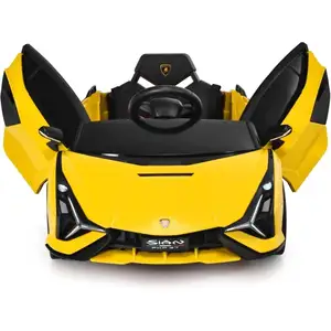 GOPLUS Voiture Électrique 12V pour Enfant 37-95Mois avec 2 Vitesses,Télécommande 2,4 G Klaxon et Musique, Démarrage Lent, JauneVendu parcdiscount