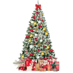 Giantex Sapin de noël artificiel flocage de neige mince 928 branches 183cm pas cher