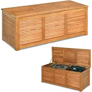 GOPLUS Coffre de Jardin en Bois d'Acacia 120x45x45CM-Charge 150KG/179L-Tige de Gaz à Levage pas cher