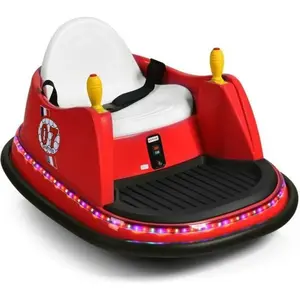 Comparateur de prix : Costway Auto Tamponneuse Électrique 360° 6v/4.5ah Pour Enfants 2-5 Ans, Télécommande 2,4 G,2 Moteurs Effet Sonore Et Lumineux Rouge