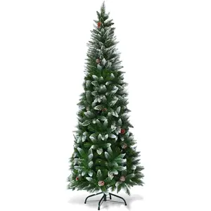 COSTWAY Sapin de Noël Artificiel 220CM Aiguilles en PVC avec Neige 720... pas cher