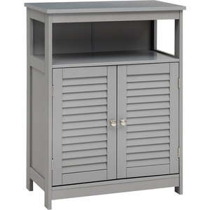 Costway - Meuble de Rangement pour Salle de Bain en Bois avec Placard ... pas cher
