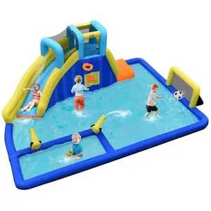 Comparateur de prix : COSTWAY Château Gonflable 6 en 1 avec Escalade Toboggan à Jet d'Eau Gr...