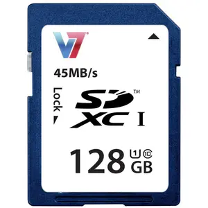 Carte mémoire SDXC V7 - 128 Go - Classe 10/UHS-I - Jusqu'à 45 Mo/s - Bleu pas cher