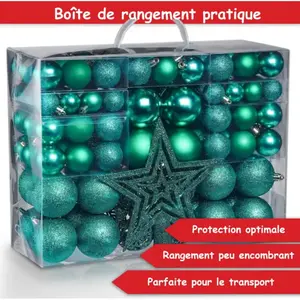 Comparateur de prix : Boules de Noël Vertes Décorations de sapin Coffret de 128 pièces inclu...