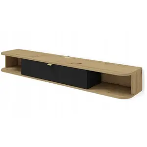 Meuble tv à suspendre 156x20x29cm ikari chêne artisanal/noir mat luxue... pas cher