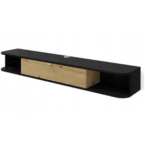 BB LOISIR Meuble tv à suspendre 156x20x29cm ikari mat/chêne artisanal luxueux sideboeard commode pas cher