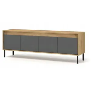 BB LOISIR Meuble tv 166x56x40 cm chêne craft dorébasalte nesli meuble hi-fi luxueux sur pied pas cher