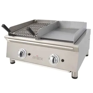 Frytop à Gaz en Acier Rectifié + Barbecue à Gaz 35 cm - Arilex pas cher