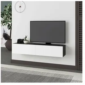Toscohome - Meuble tv suspendu 135cm avec portes battantes anthracite ... pas cher