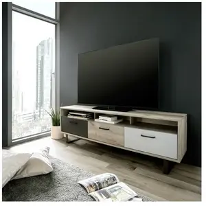 Toscohome - Meuble tv 163 cm avec portes battantes en chêne et gris - ... pas cher