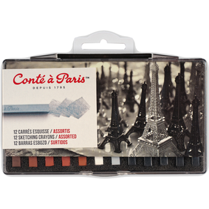 Pastels carrés Conté set esquisse 12 pièces pas cher