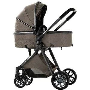 BAZARLAND30 Poussette 3 en 1 Bébé Combinée Siège-Auto Nacelle Trio Réversible Réglable Haute Qualité Roues increvables.chocolat