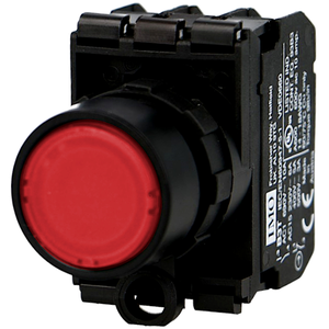 Bouton poussoir lumineux rouge complet IMO Ø22mm, 1NO+1NC, LED 24V BIS...