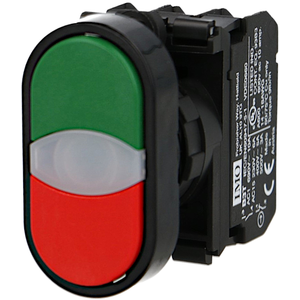 Bouton poussoir lumineux vert et rouge IMO Ø22mm, 1NO+1NC, LED 230V BI... pas cher