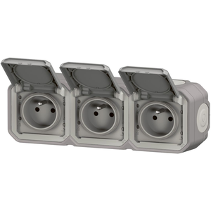 Prise de courant triple horizontal 16A 2P+T Legrand Plexo  grise compl...Vendu parbis-electric