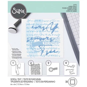 Sizzix Pochoir à plusieurs couches Scroll Text 12,5 x 12,5 cm pas cher