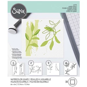 Sizzix Pochoir à plusieurs couches Watercolour Leaves 12,5 x 12,5 cm
