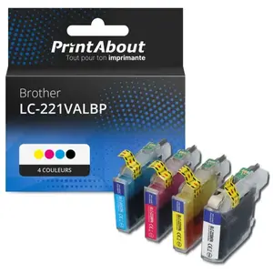 Comparateur de prix : PrintAbout Cartouche compatible Brother LC-221VALBP - 4 couleurs - Multipack
