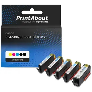 Comparateur de prix : PrintAbout huismerk Inktcartridge PGI-580/CLI-581 BK/CMYK 5-kleuren Mu...