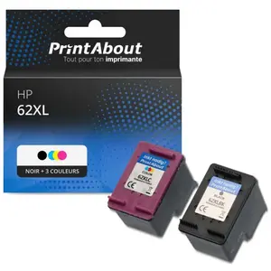 Comparateur de prix : PrintAbout Cartouche compatible HP 62XL (N9J71AE) - Noir + 3 couleurs - Multipack