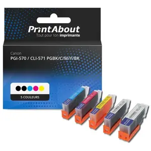 Comparateur de prix : PrintAbout huismerk Inktcartridge PGI-570 / CLI-571 PGBK/C/M/Y/BK 5-kl...
