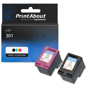 Comparateur de prix : PrintAbout Cartouche compatible HP 301 (N9J72AE) - Noir + 3 couleurs - Multipack