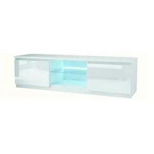 Dusine Meuble TV Kiffa LED 140 CM en 18 MM avec portes laquées pas cher