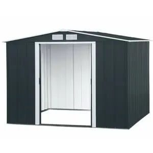 DURAMAX Abri de jardin en métal 6,36 m² - Kit ancrage inclus - Gris anthracite pas cher