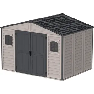 DURAMAX Abri PVC DARK GREY Apex - 7,68m² - kit fondation + 3 fenêtres - Gris pas cher