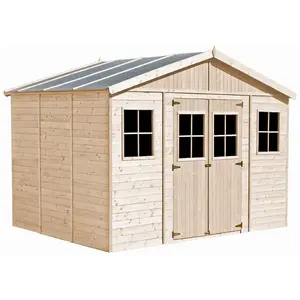 Comparateur de prix : Abri de jardin en bois 12 m² TIMBELA - 418 x 318 cm - Ep. 17 mm - Cons...