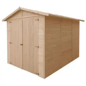 Comparateur de prix : TIMBELA M105 - GARAGE en bois Naturel - H222xL320xl244 cm / 6 m²