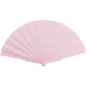 Éventail en Tissu Couleur Rose Clair - 43cm pas cher