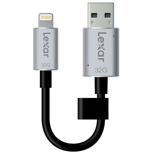 Clé USB 3.0 Lightning Lexar JumpDrive C20i 3-en-1 32 Go Noir et Argent pas cher