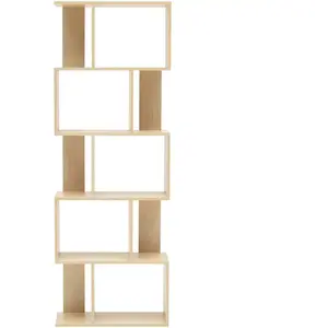 Bibliotheque Etageres Bois Beige Design Moderne 172,5x60x24Vendu parmaisons-du-monde