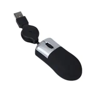Souris Filaire Mini USB Rétractable Pour ordinateur portable-Noir