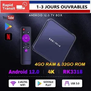 Android 12.0 H96MAX V12 Smart TV BOX 4GB 32GB RK3318 Dual WIFI Lecteur MultimédiaVendu parcdiscount