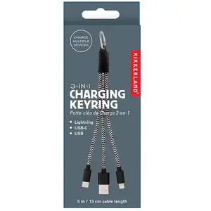 Kikkerland - 3-in-1 Charging Keyring - 1.0 x 7.75 x 0.25 inches, Câble USB pas cher