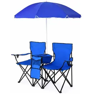 COSTWAY Chaise/Fauteuil de Camping Pliante 2 Places avec Sac isotherme...
