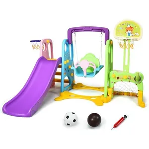 Comparateur de prix : COSTWAY Ensemble Toboggan Balançoire 6 en 1: Basket-ball, Football, Es...
