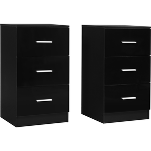 COSTWAY lot de 2 caisson de bureau meuble de rangement avec 3 tiroirs pour documents noir pas cher