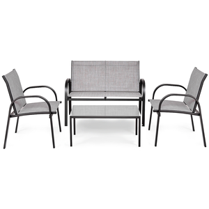 Giantex Salon de jardin pour 4 Personnes 80cm × 45cm × 37cm Gris pas cher