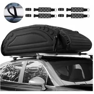 GIANTEX Coffre de toit, capacité de 425 l, résistant aux intempéries, avec sangles robustes, porte-bagages de toit pratique en pe mousse pour vus jeep car, noir