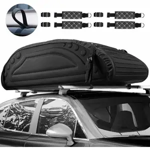 Costway - Coffre de Toit 263L Porte-bagages de Toit en pe Mousse Résistant aux Intempéries avec Sangles Robustes, Porte-bagages Noir pas cher