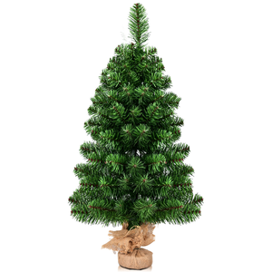 Giantex COSTWAY Sapin de Noël de Table Artificiel 90CM en PVC,96 Branc... pas cher
