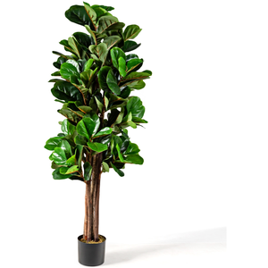 Comparateur de prix : COSTWAY Plante Artificielle, Pot Feuilles de Figuier Vert de 1,5m, Pou...