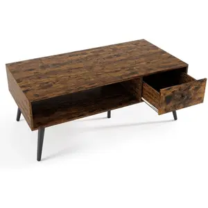CostwayTable Basse Industrielle 109 x 55 x 44,5 CM avec 1 Tiroir et Et... pas cher