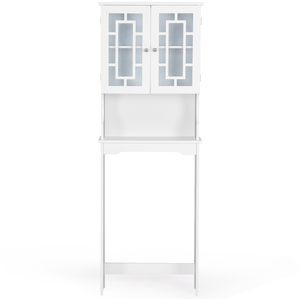 Meuble Dessus Toilette 2 Portes/Meuble wc avec Etagère Réglable/Meuble Salle de Bain-60 x 20 x 169 cm Blanc - Costway pas cher