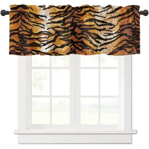 BULING Window Curtain Valance for Kitchen,Tiger Skin Wild Safari Animal Print Rod Pocket Curtain Valance for Bathroom Bedroom Living Room Cafe,54 X 18 pouces pas cher